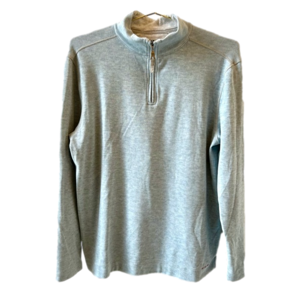 True Grit Yosemite Light Blue Size Small Sweater 1/4 Zip Pullover Long Sleeve